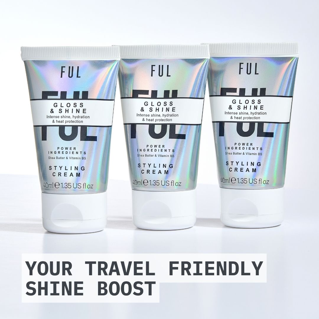 FUL Gloss and Shine Styling Cream 40ml – Lightweight Anti-Frizz, Heat Protection, Hydration & Radiant Shine