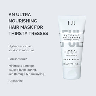 Ful Intense Moisture Hair Mask bottle with product description on a light gray background