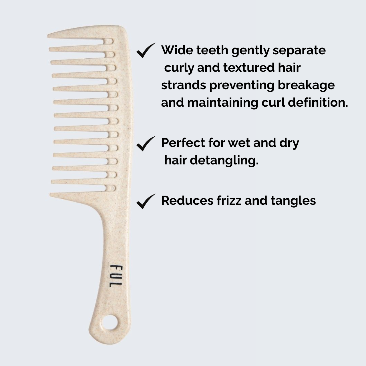 FUL Wide Tooth Comb – Tangle-Free Detangling for Wet, Curly, Wavy & Frizzy Hair