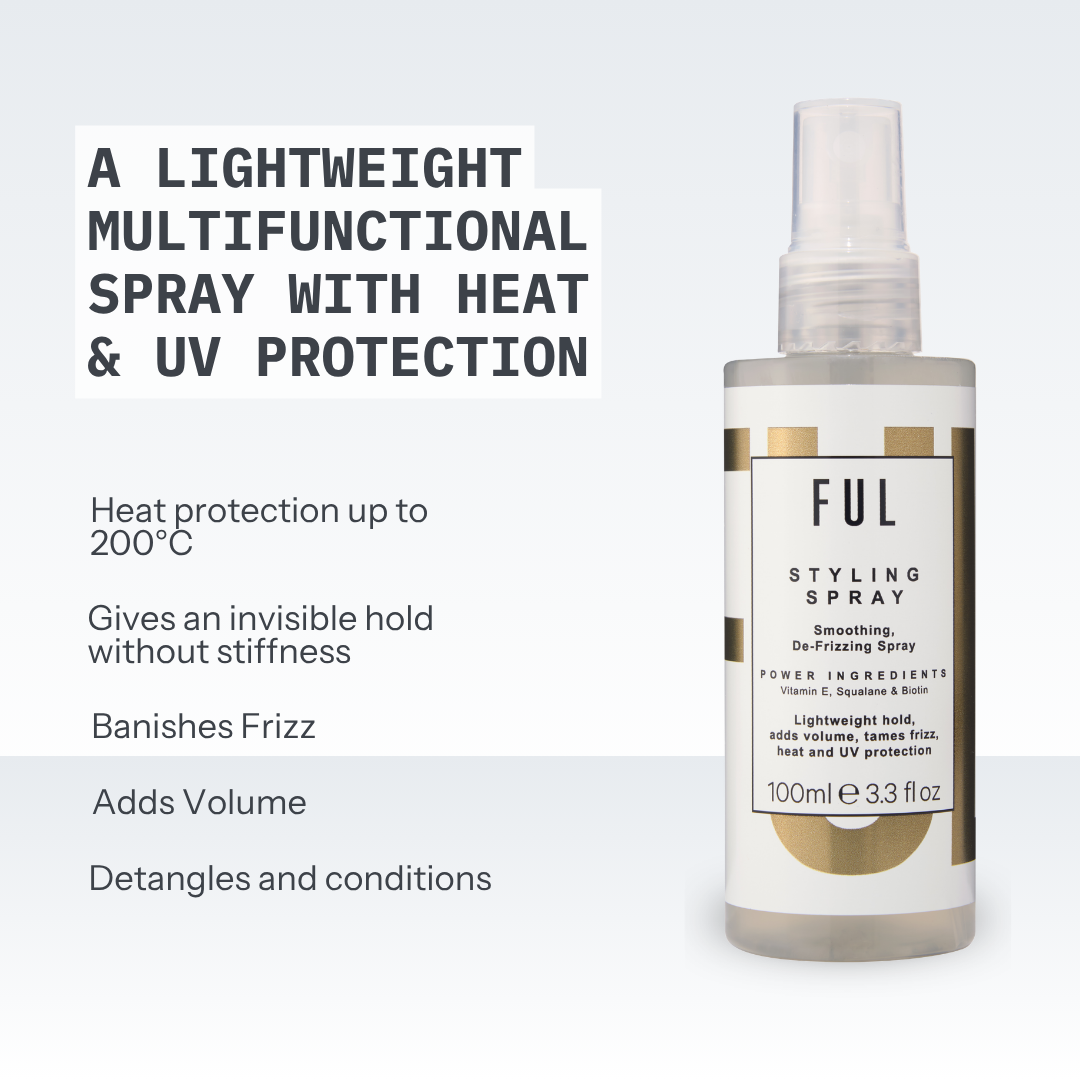 FUL Styling Spray 100ml – Heat Protectant & Volumising Mist for Frizz-Free Daily Styling