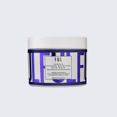 Ful purple hair mask jar on a light gray background