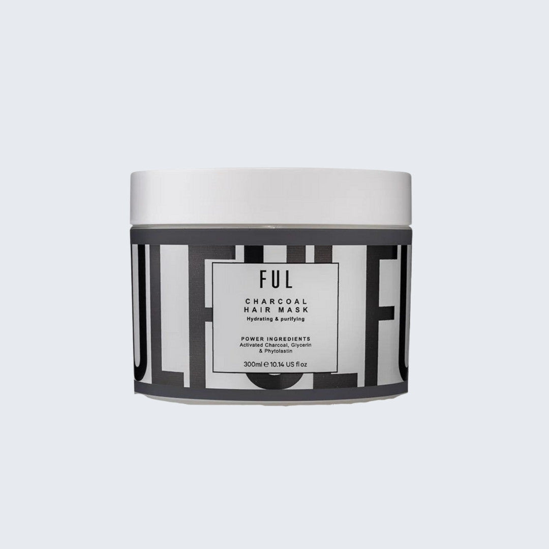 FUL Charcoal Hair Mask jar on a light gray background