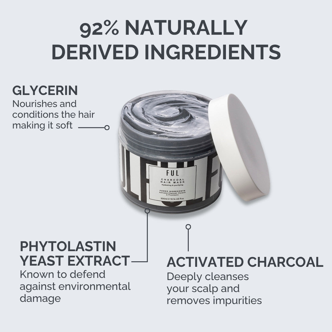 Hair product jar with labeled ingredients on a light gray background