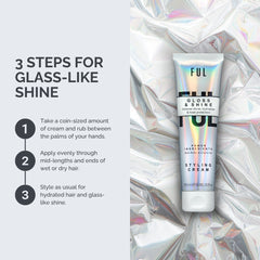 Ful Gloss & Shine styling cream tube with instructions on a reflective background