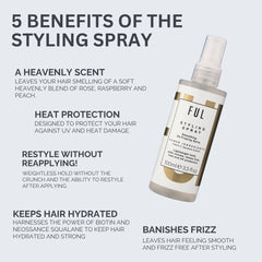 Ful styling spray bottle with text listing benefits on a white background
