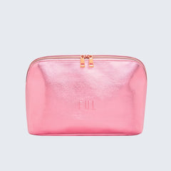 Pink metallic pouch with 'FUL' branding on a light gray background