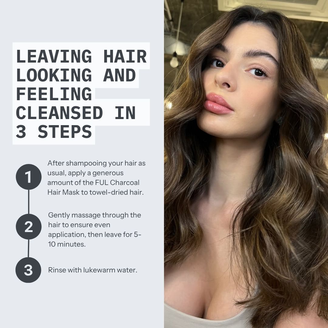 FUL Charcoal Hair Mask 300ml – Deep Cleansing & Detox Treatment for Oily Hair & Scalp | Purifies & Balances