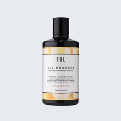 Shampoo bottle labeled 'FUL All Rounder' on a light gray background