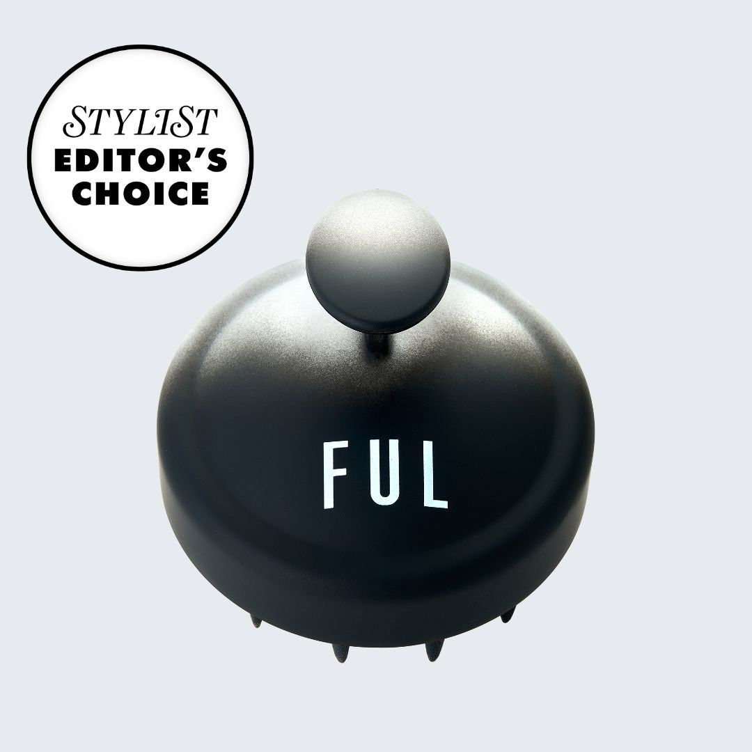 FUL Scalp Massager Brush In Black – Silicone Exfoliator For Hair Growth, Flakes & Deep Cleansing