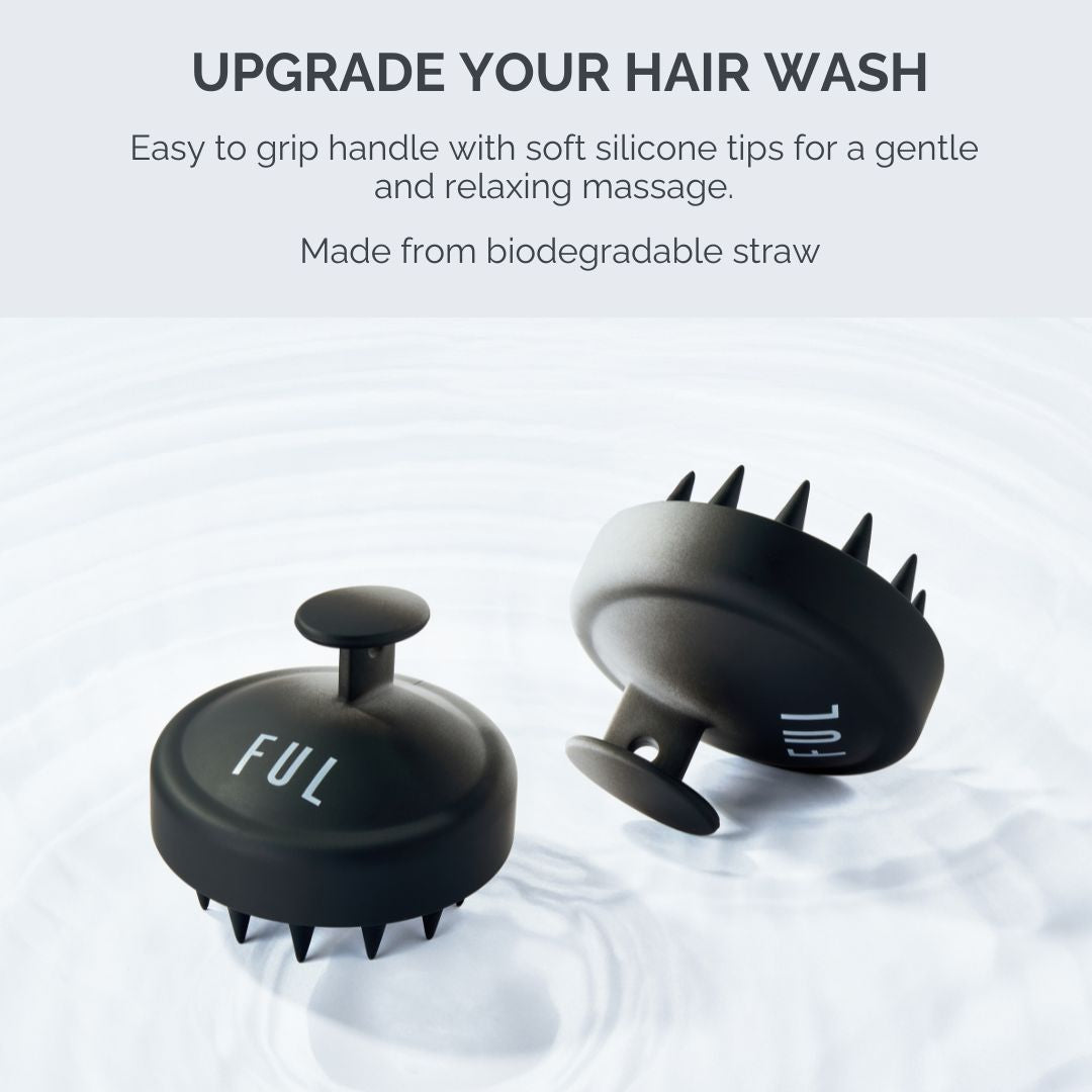 FUL Scalp Massager Brush In Black – Silicone Exfoliator For Hair Growth, Flakes & Deep Cleansing