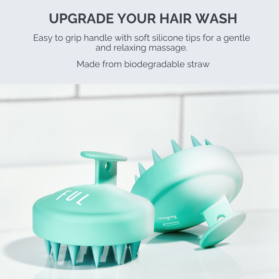 FUL Scalp Massager Brush Turquoise – Silicone Exfoliator For Hair Growth, Flakes & Deep Cleansing