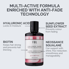 Ful Colour Care shampoo bottle with ingredient labels on a white background