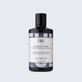 Ful purifying shampoo bottle on a light gray background