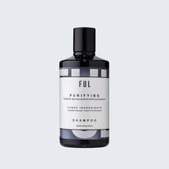 Ful purifying shampoo bottle on a light gray background