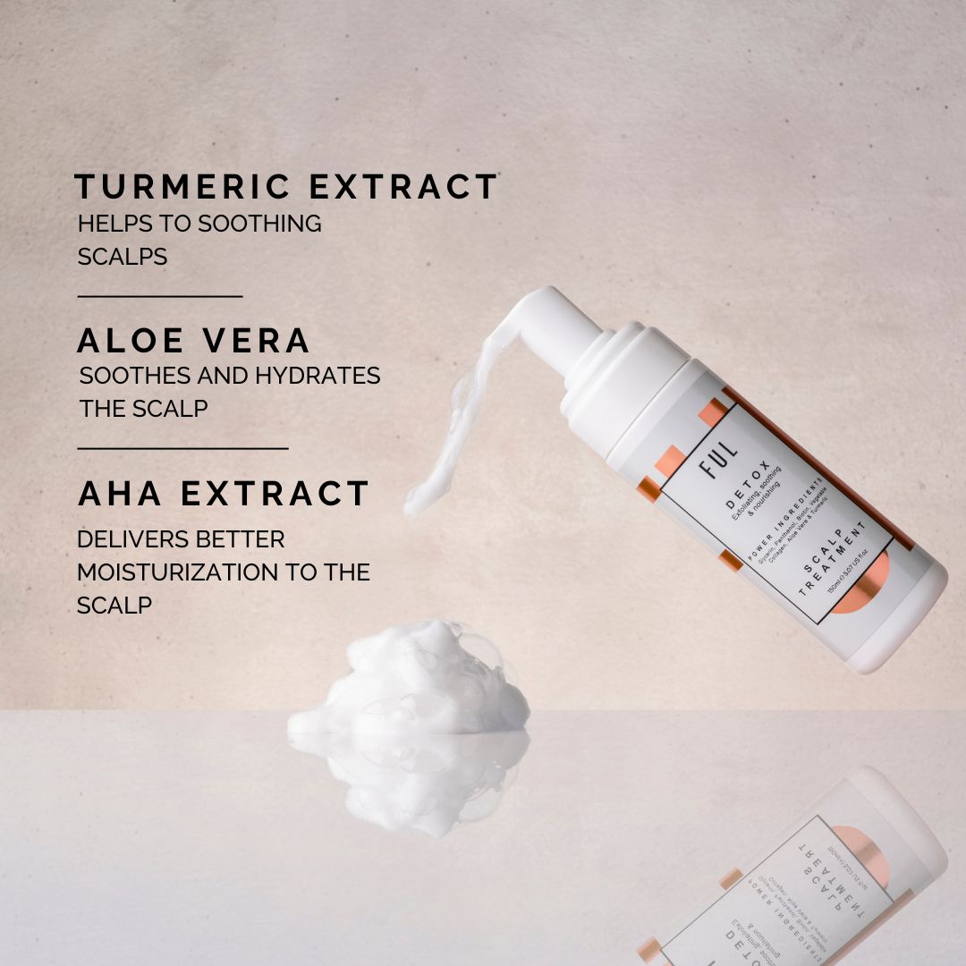 SCALP CARE BUNDLE, FUL, Detox scalp treatment, hyaluronic acid hair serum, scalp massager, flaky scalps, dry scalp