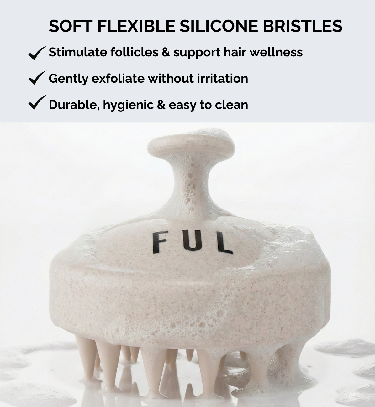 FUL Scalp Massager Brush – Silicone Exfoliator for Hair Growth, Flakes & Deep Cleansing
