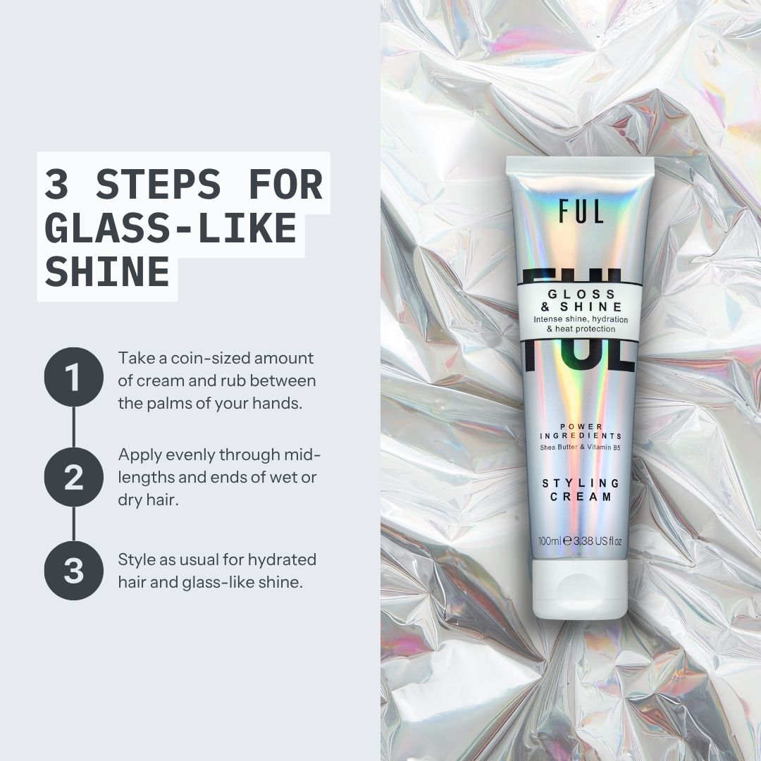 FUL Gloss and Shine Styling Cream 100ml – Lightweight Anti-Frizz, Heat Protection, Hydration & Radiant Shine