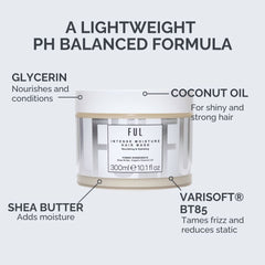 Ful hair mask with labeled ingredients on a white background