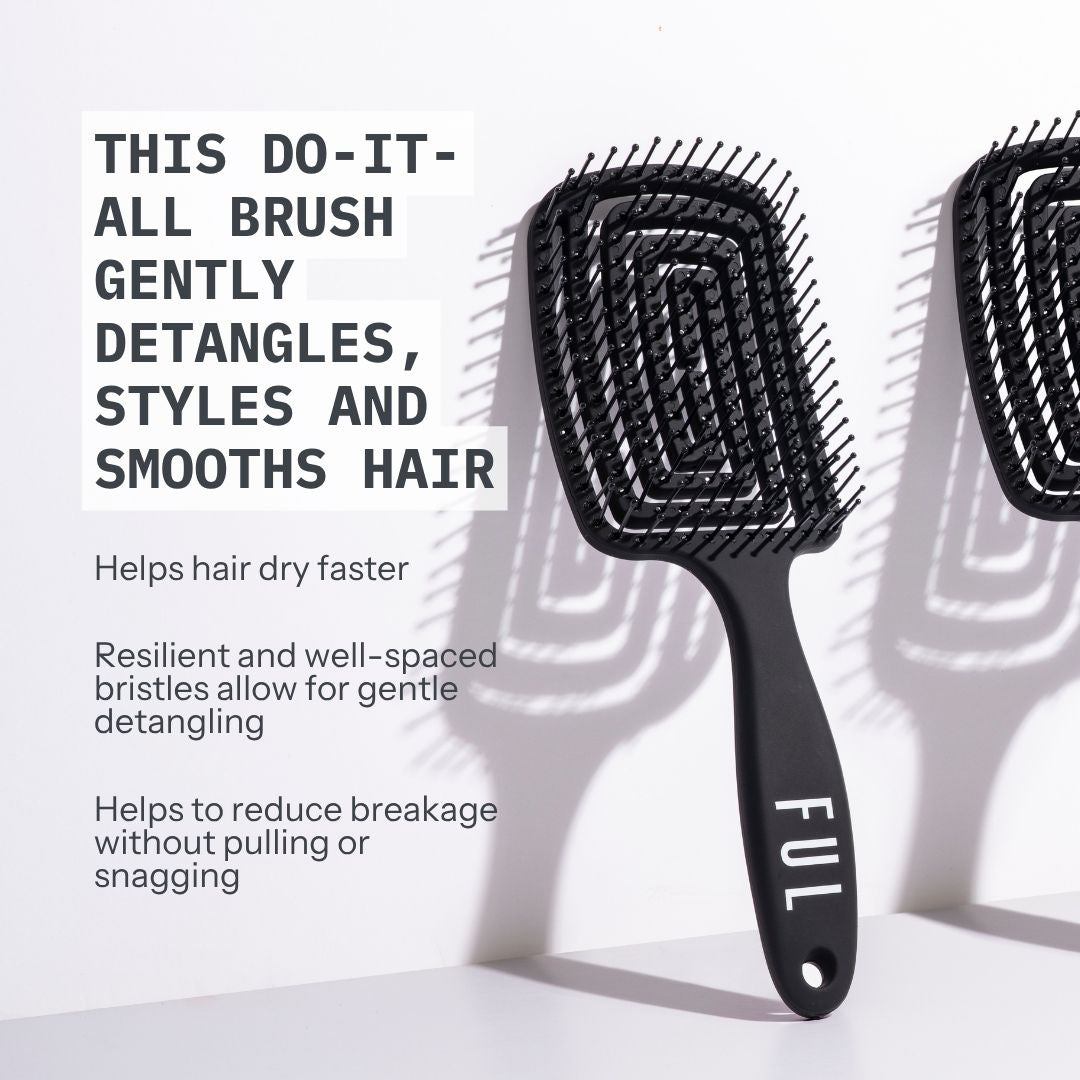 FUL Black Vented Hair Brush – Fast Blowdry Detangler with Anti-Static, Frizz Control Design