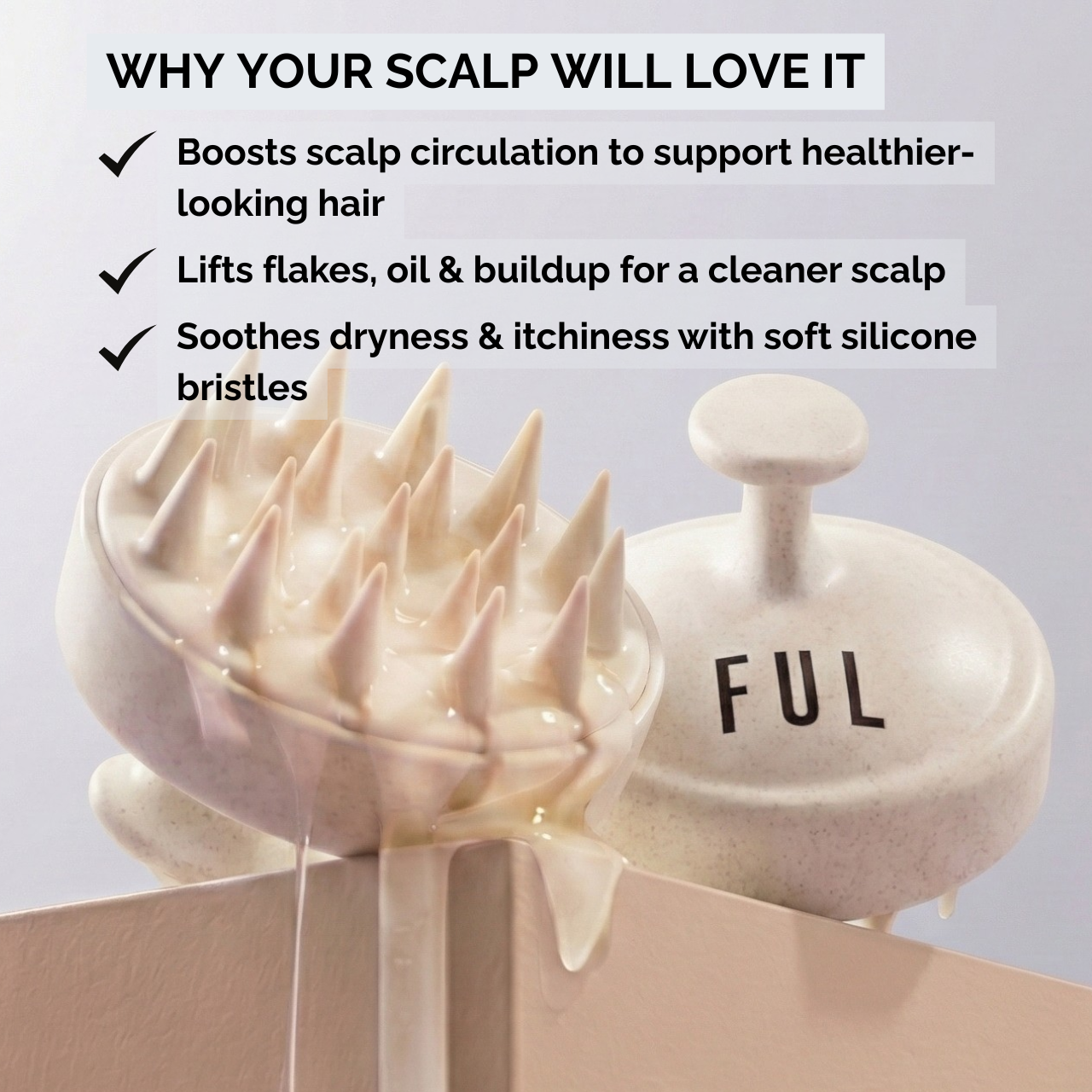 FUL Scalp Massager Brush – Silicone Exfoliator for Hair Growth, Flakes & Deep Cleansing