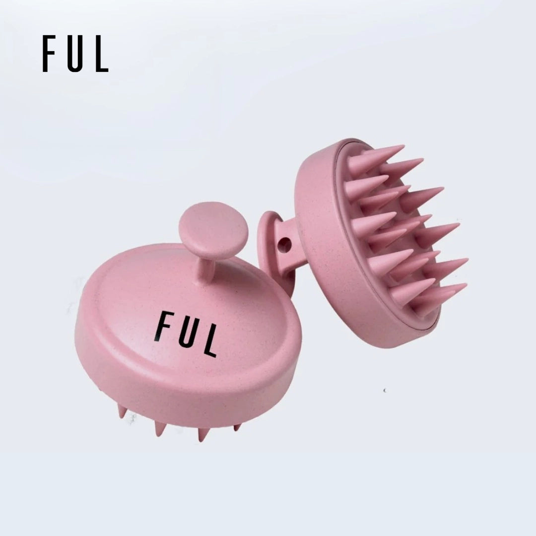 FUL Scalp Massager Brush Pink – Silicone Exfoliator for Hair Growth, Flakes & Deep Cleansing